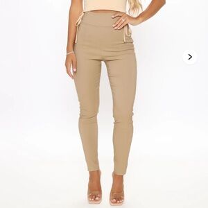 Tan High-Waisted Pants